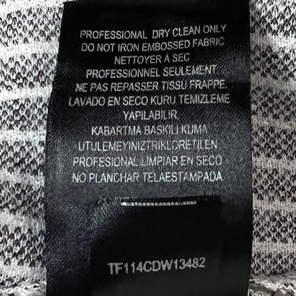 Tibi Whitby Faux Leather Panel Fit & Flare Dress 2 Stretch Tweed Monochrome - Picture 11 of 11